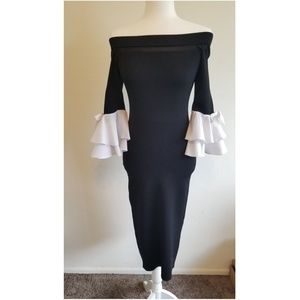 NEW YORK & COMPANY OFF-THE-SHOULDER SHEATH DRESS